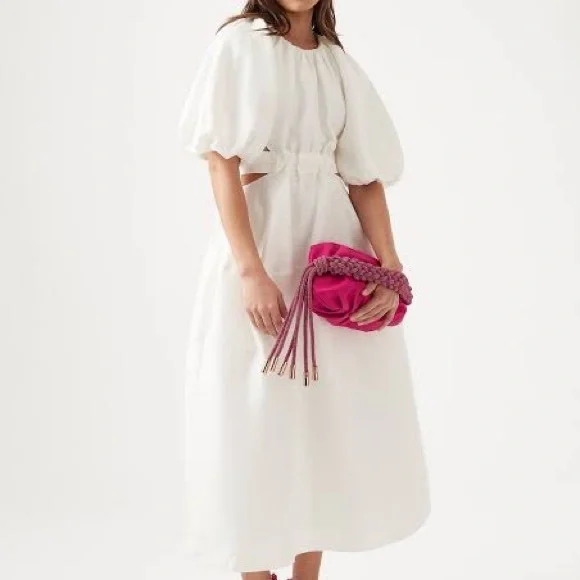 Aje Mimosa Cut Out Midi Dress - ivory - size 8 - Picture 6 of 7